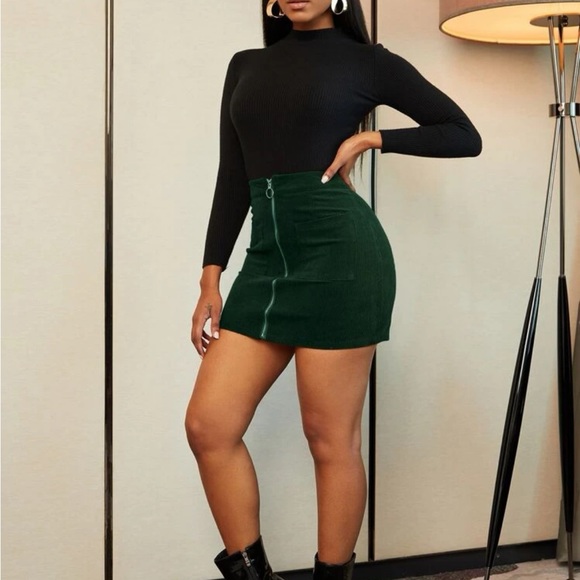 Corduroy Zip Up Skirt - Picture 4 of 8